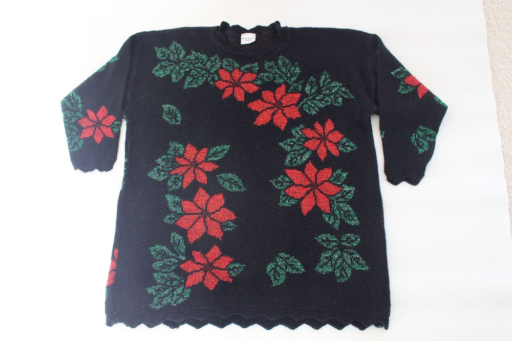 Glitsy Poinsettia !  Extra Large, Christmas sweater