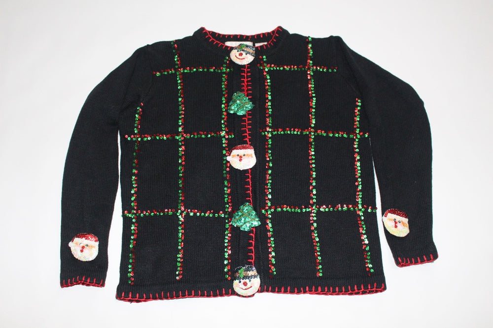 Fancy Santa and Snowmen Faces, Small,  Christmas sweater