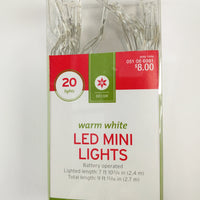 20 ct Warm White LED Mini Lights Battery Powered
