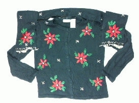 Scattered Poinsettas-Small Christmas Sweater