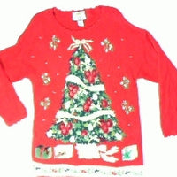Poinsetta Ribbon Tree-Small Christmas Sweater