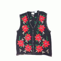 Is There a Vest in Those Poinsettas-Small Christmas Sweater