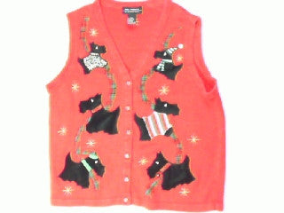 Preppy and Plaid Puppies-Large Christmas Sweater