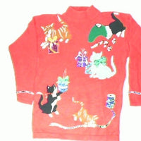Naughty Kittens At Holiday Play- Small Christmas Sweater