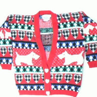 Puppy Love and Plaid Hearts- Small Christmas Sweater