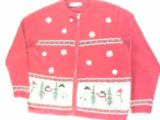 Snowmen In The Happy Woods-Large Christmas Sweater