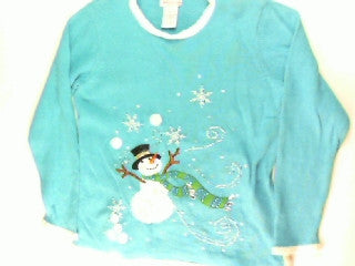 Sky Blue Snow Swirls-Small Christmas Sweater