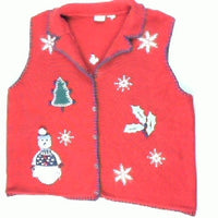 Snowman In Fringe-Large Christmas Sweater