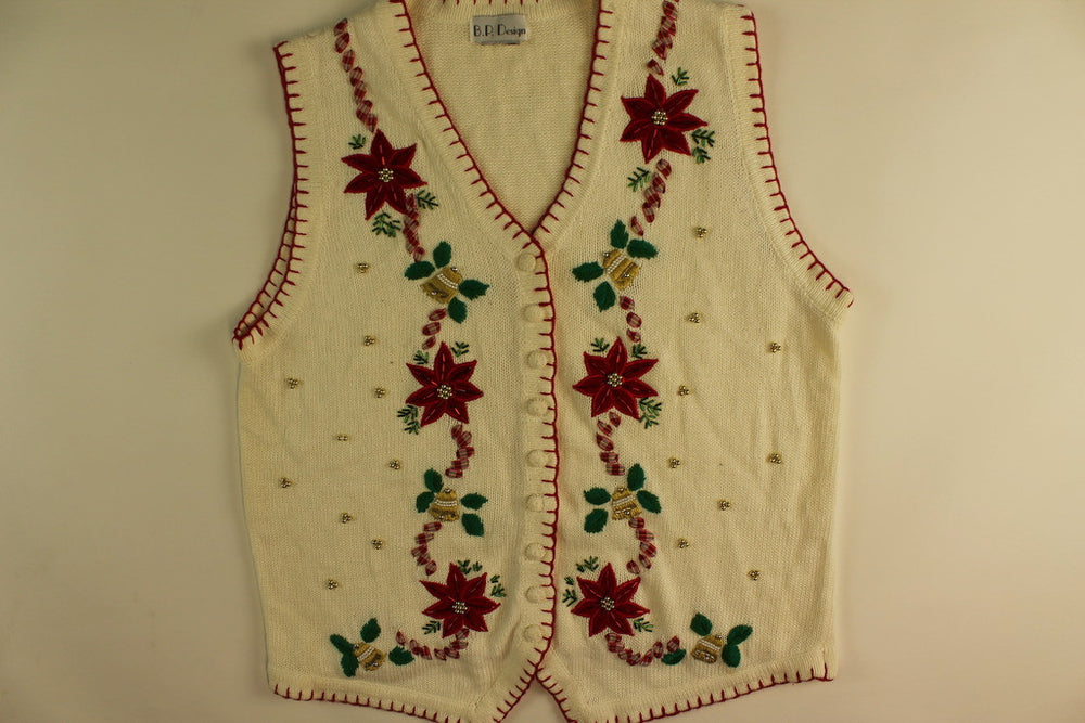 Peppermint Poinsettia-Medium Christmas Sweater