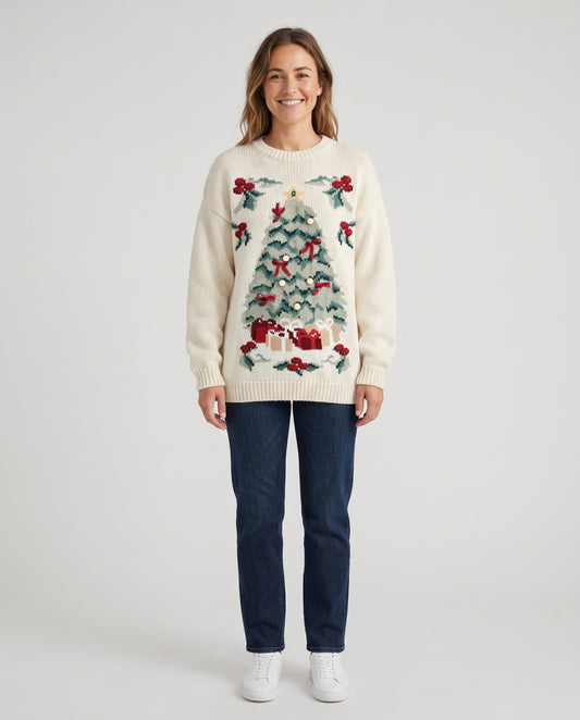 A Hint of Pink In My Tree- Small Christmas Sweater