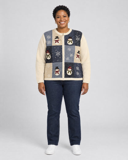 Patchwork Frosty- Large Christmas Sweater