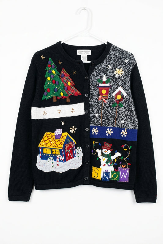 Scenes of Christmas. Small size, Christmas sweater