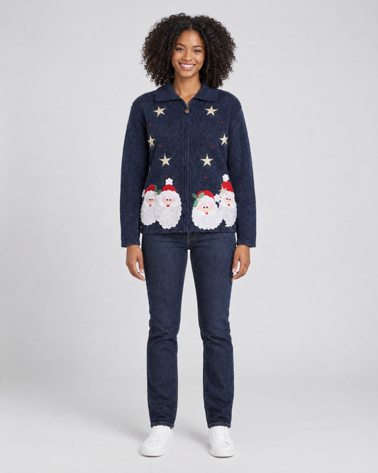 Four happy Santas, Small, Christmas sweater