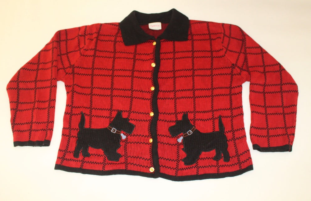 Cute Scottie dogs greeting each other.  X Large, Christmas sweater