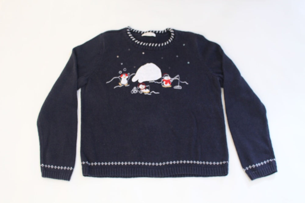 Penquins fishing,  X Small, Christmas sweater