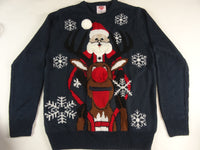 
              Santa Riding Rudolph Beer Holder Christmas Sweater
            