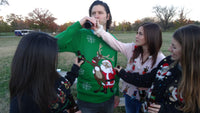 
              Cheers Santa Reindeer Beer Holder Christmas Sweater
            