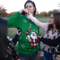 Cheers Santa Reindeer Beer Holder Christmas Sweater