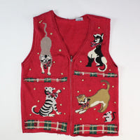 Cute Kittens/cats playing with mouse and yarn, Small, Christmas Sweater