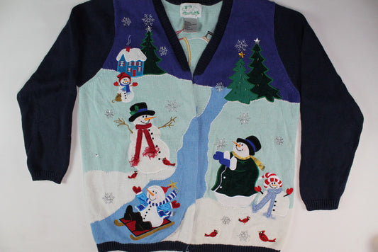 Snowmen playing, Large, Christmas Sweater
