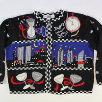Celebrating New Year's in New York,Large, New Year's Eve, Christmas Sweater