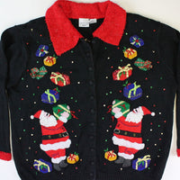 Santas with presents, Large Size. Christmas Sweater