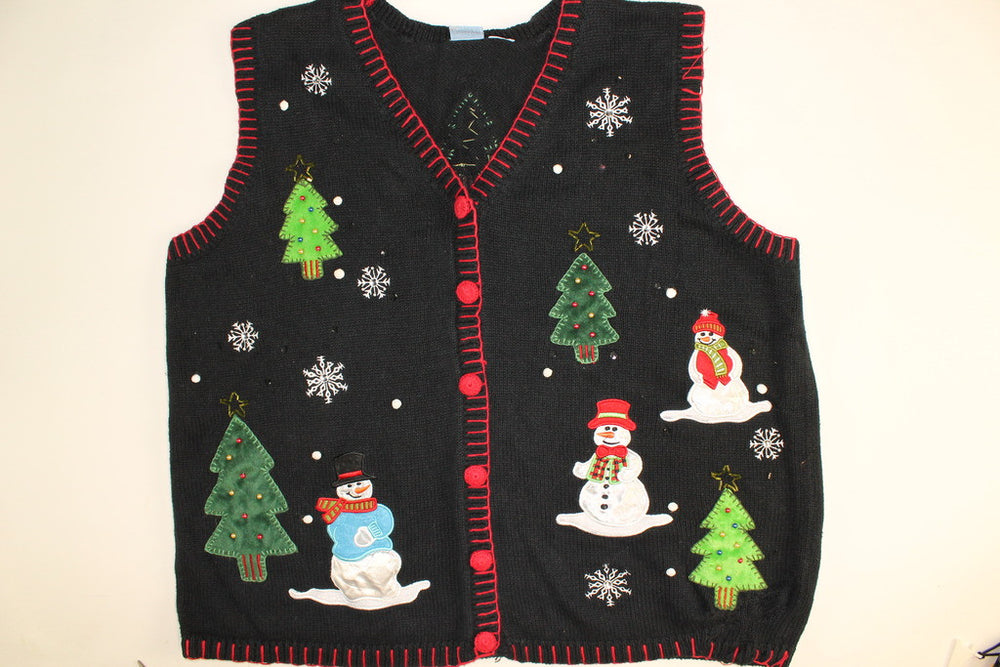 Snowmen in the tree Farm with Snow- X Large Christmas Sweater