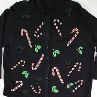 Beaded Candy Canes. Extra Large, Christmas Sweater
