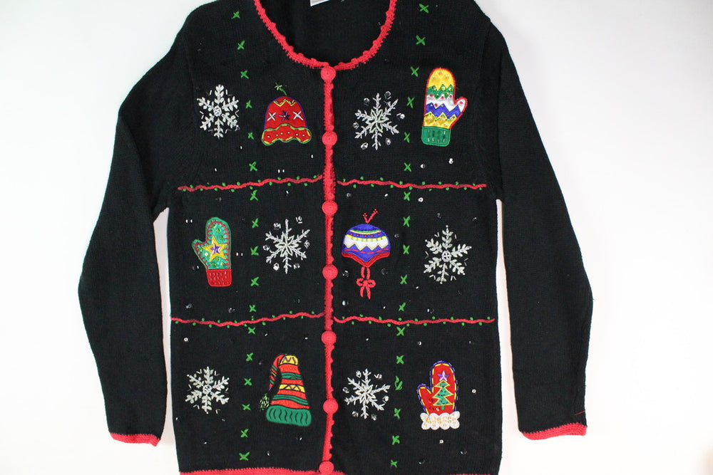 Colorful hats and mittens. Size Extra Small. Christmas Sweater