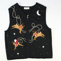Flying Reindeer with Santa. vest. Size Small. Christmas sweater