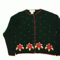 Hearts Poinsettas-Medium Christmas Sweater