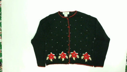Hearts Poinsettas-Medium Christmas Sweater