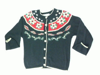 Poinsetta Collar-Small Christmas Sweater