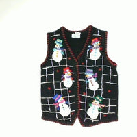 checker-board-snowman-Small Christmas Sweater