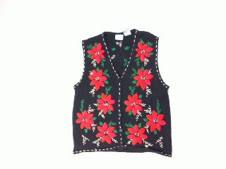 Is There a Vest in Those Poinsettas-Small Christmas Sweater