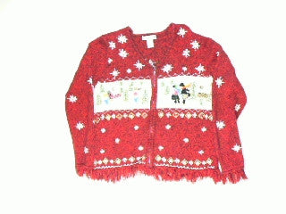 Buttons On The Fringe-Small Christmas Sweater