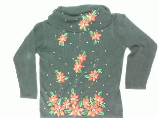 Lining Up The Poinsettias-Medium Christmas Sweater