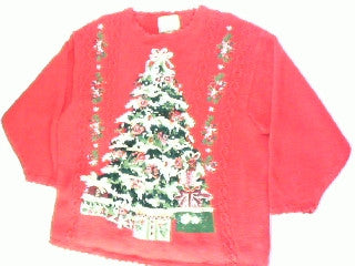 Roses and Lights For My Tree- Large Christmas Sweater