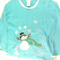 Sky Blue Snow Swirls-Small Christmas Sweater