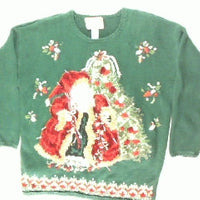 Old Time Santa At The Tree- Large Christmas Sweater