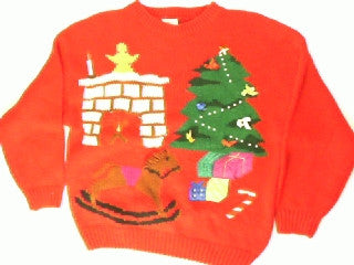 Nestled By  The Fire Place-Medium Christmas Sweater