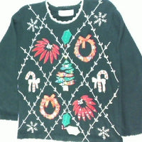 Holiday Trimmed In  Gold- Small Christmas Sweater