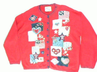 Patriotic Heart- Medium 4th of July Sweater