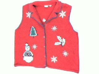 Snowman In Fringe-Large Christmas Sweater