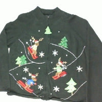 Reindeer Downhill Racing- Medium Christmas Sweater