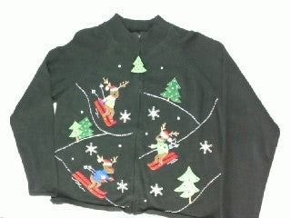 Reindeer Downhill Racing- Medium Christmas Sweater