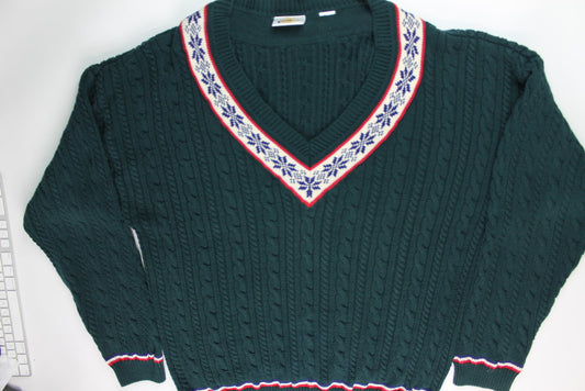 V-Neck Snowflakes- X Large Christmas Sweater