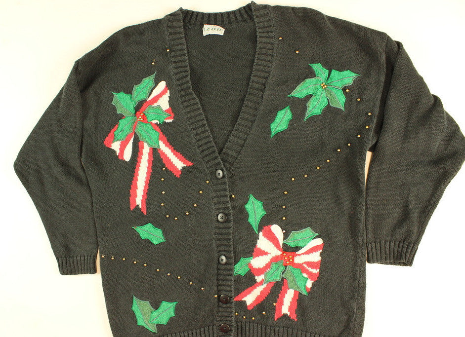 Holly Bow of Gold- Large Christmas Sweater