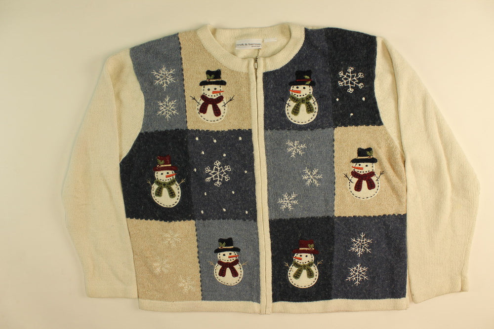 Holly Hat Snowmen-Large Christmas Sweater