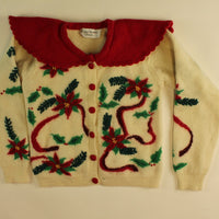 Red Ribbon Poinsettias- X Small Christmas Sweater